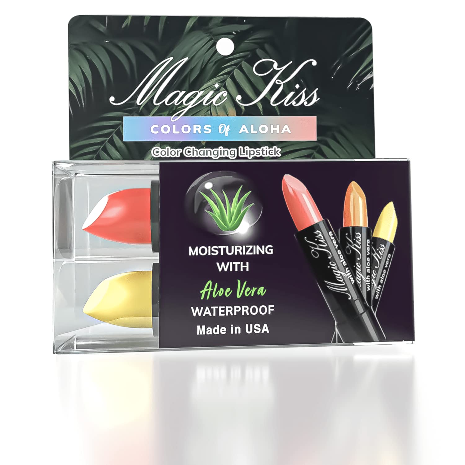 Magic Kiss Color Changing Matte Lipstick Set – 2 Pack (Yellow & Red) | Aloe Vera Hydrating, Long-Lasting, Made in USA