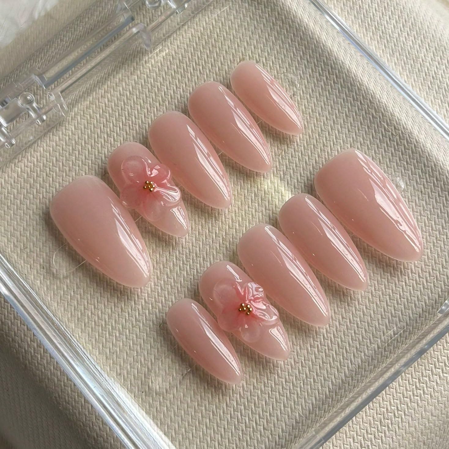 MAGLFELL Women Press On Nails – Medium Almond, 10Pcs Luxury Handmade 3D Art ABS Acrylic