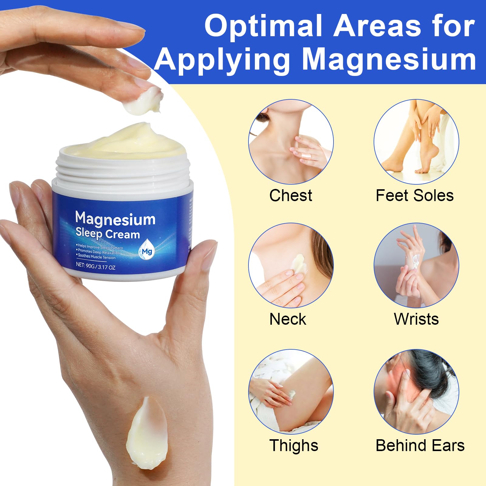 Magnesium Cream - Fast-Absorbing Lotion for Sleep, Feet, Legs & Joints