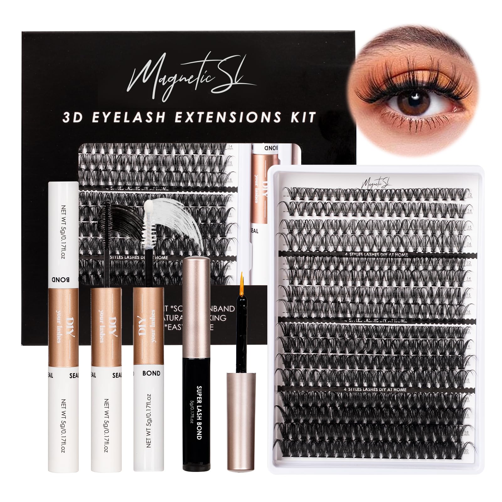 Magnetic SL Lash Clusters Kit 320pcs – DIY Lash Extensions (12–20mm)