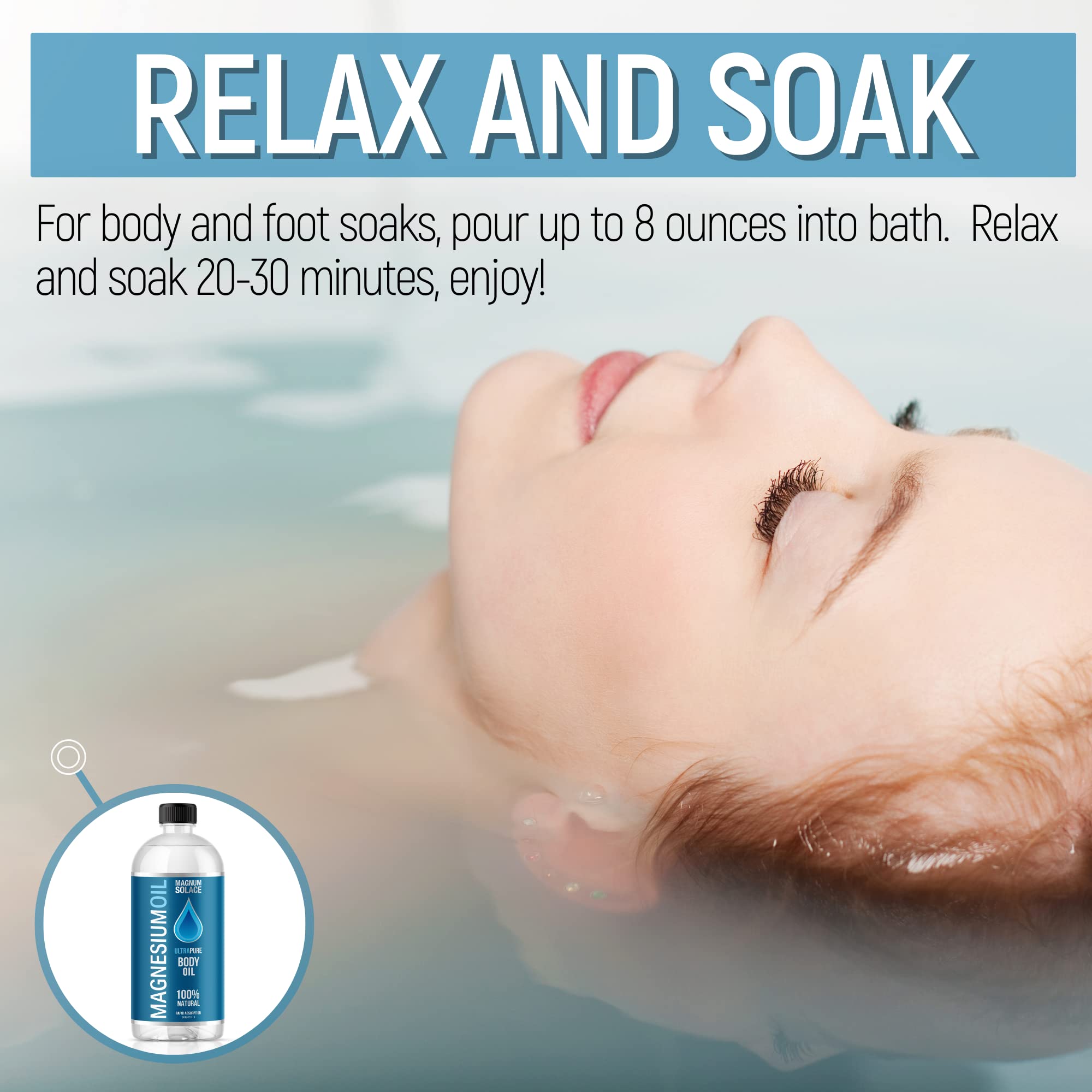 Magnum Solace Magnesium Bath Soak & Oil – 1L (34 oz)