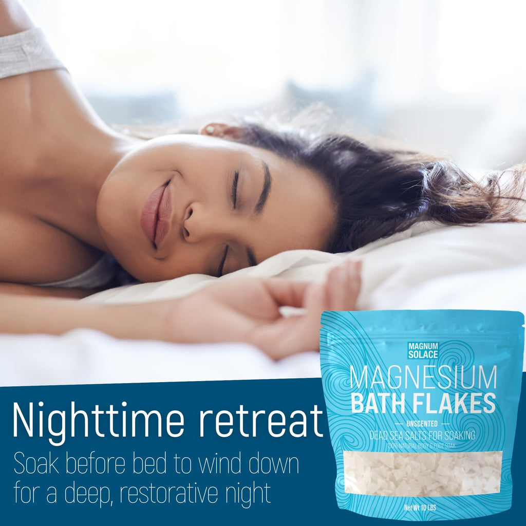 Magnum Solace Magnesium Bath Flakes + Nighttime Lavender Cream — 10 lb Bag