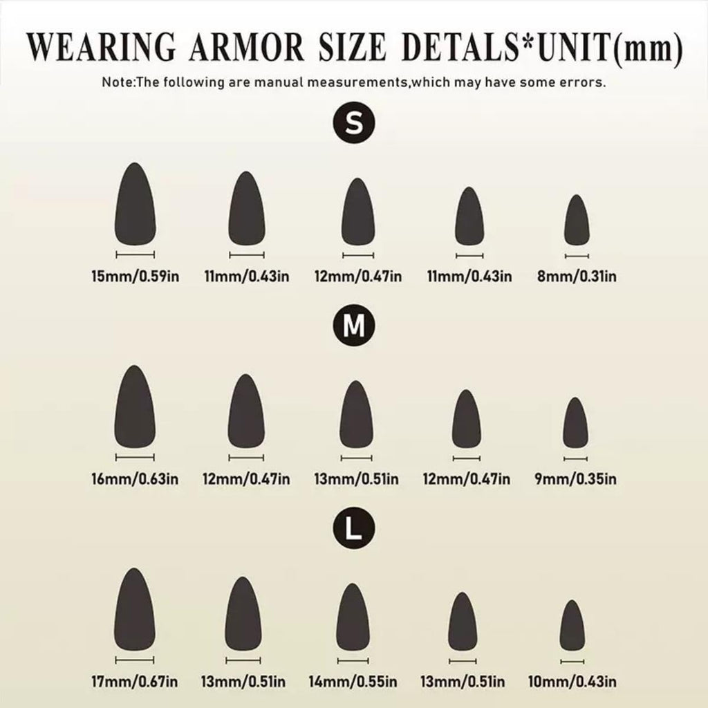 Maigitur 5D Handmade Press On Nails – Medium Almond, Silver Seashell Ombre (Size S)