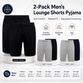 Sock Stack Men's Cotton Lounge Shorts Stretchable 2 Pack Black Navy Grey Durable