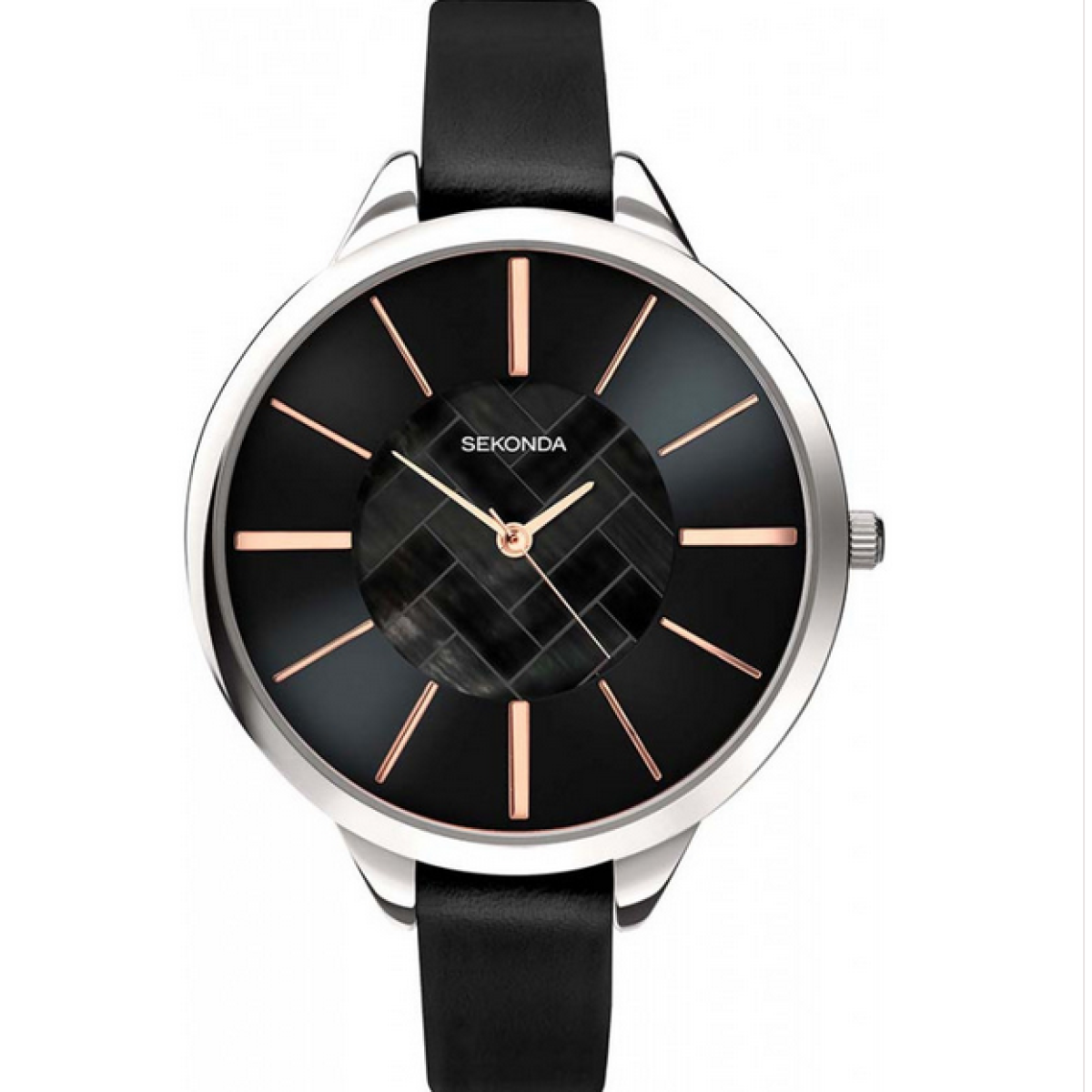 Sekonda Ladies Black Leather Strap Watch