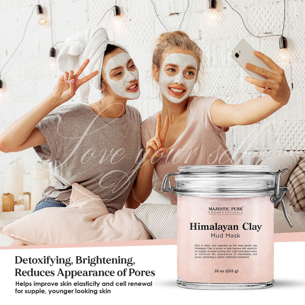 Majestic Pure Himalayan Clay Mud Mask – Exfoliating Face & Body, Pore Refining, 10 oz