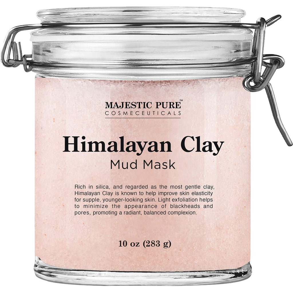 Majestic Pure Himalayan Clay Mud Mask – Exfoliating Face & Body, Pore Refining, 10 oz