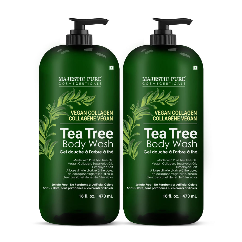 Majestic Pure Tea Tree Body Wash - Soothe Dry Skin & Irritation - Cruelty-Free, Sulfate-Free (16 fl oz Pack of 2)