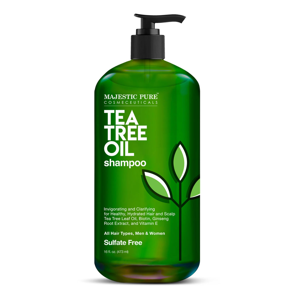 Majestic Pure Tea Tree Shampoo – 16 fl oz – Sulfate Free, Dandruff & Itchy Scalp Relief, All Hair Types