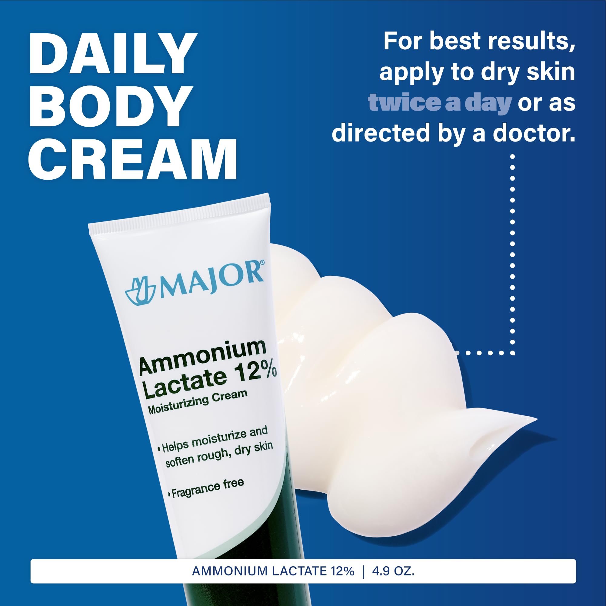 MAJOR Ammonium Lactate 12% Moisturizing Cream – Fragrance-Free Hydration (2 Pack, 4.9 oz)
