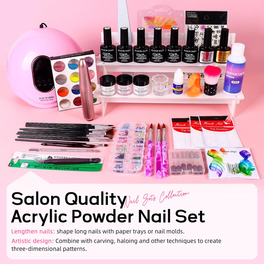Major Dijit Acrylic Nail Kit with Drill – Complete Home Manicure Set
