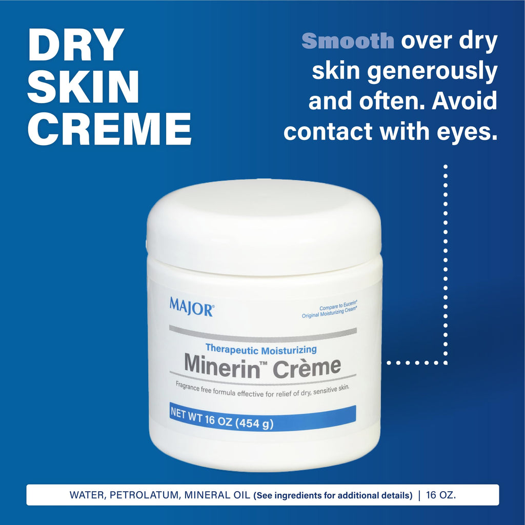 MAJOR Minerin Créme Therapeutic Moisturizing Body Cream - Fragrance-Free, 16 oz Pack of 2