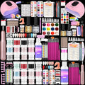 Major Dijit Acrylic Nail Kit with LED Lamp & Drill – 12 Colors, Base/Top Coats, Tips & Charms