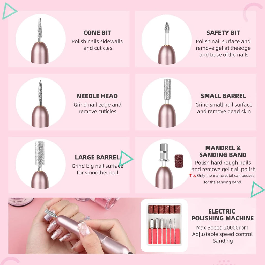 Major Dijit Acrylic Nail Kit with LED Lamp & Drill – 12 Colors, Base/Top Coats, Tips & Charms