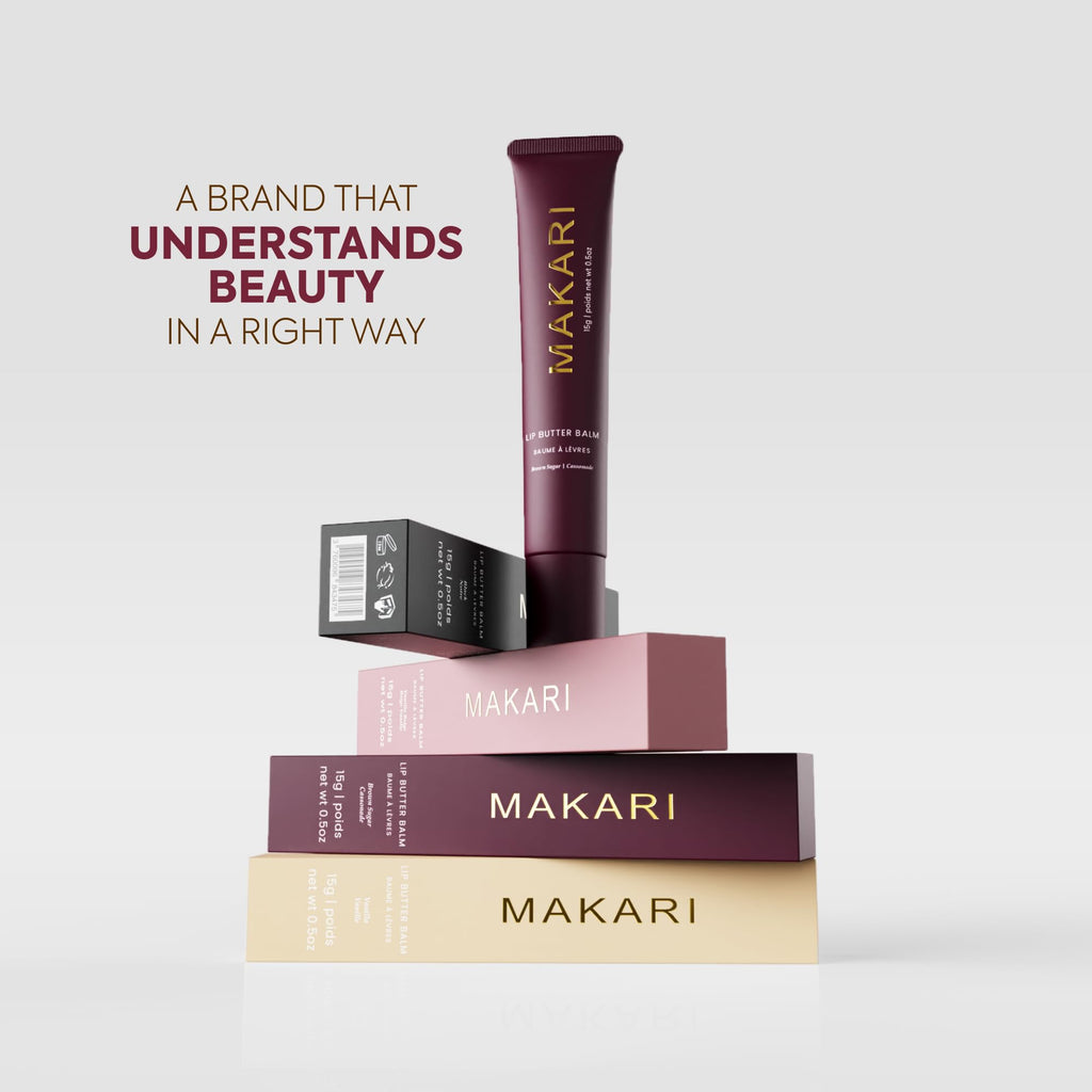 Makari Vanilla Beige Lip Butter Balm (0.5 oz) – Lightweight, Non-Sticky Lip Moisturizer for Daily Care