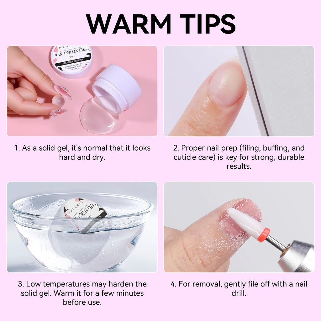 Makartt 3D Gel Nail Art Starter Kit — Clear Sculpting Gel, No-Wipe Finish, Chrome Powder & Molding Gels