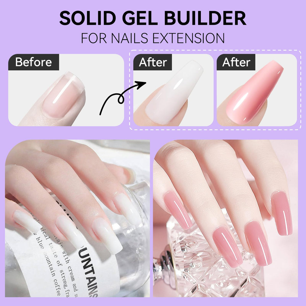 Makartt 3D Gel Nail Art – 4-in-1 Solid Builder Gel for Extensions (White & Dusty Pink)
