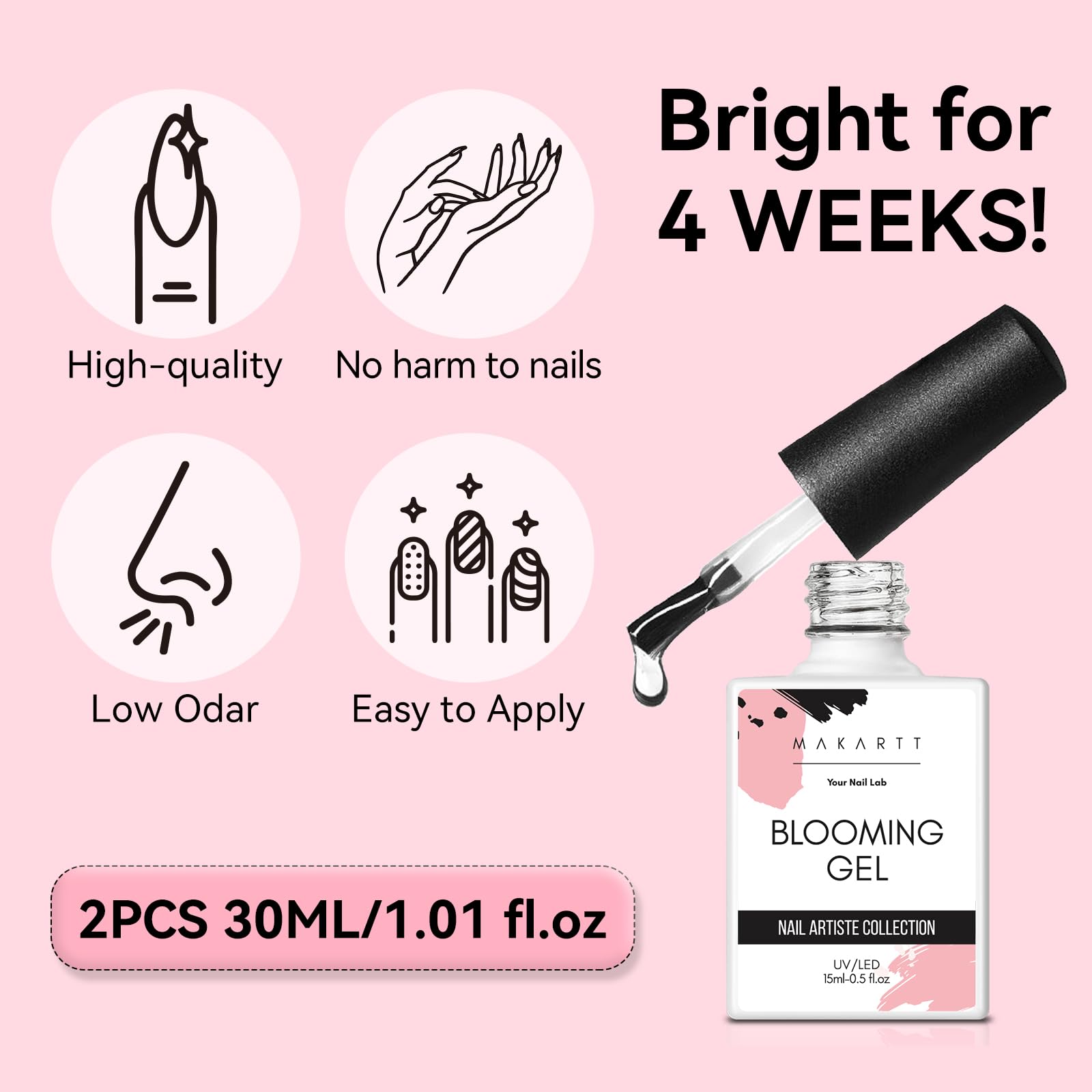 Makartt Blooming Gel-Clear 2 Pcs – Blooming Gel Nail Polish for Marble & Watercolor Nail Art