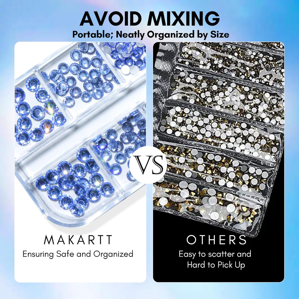 Makartt Blue Nail Rhinestones – Flat-Back Crystal Gems for DIY Nail Art & Crafts