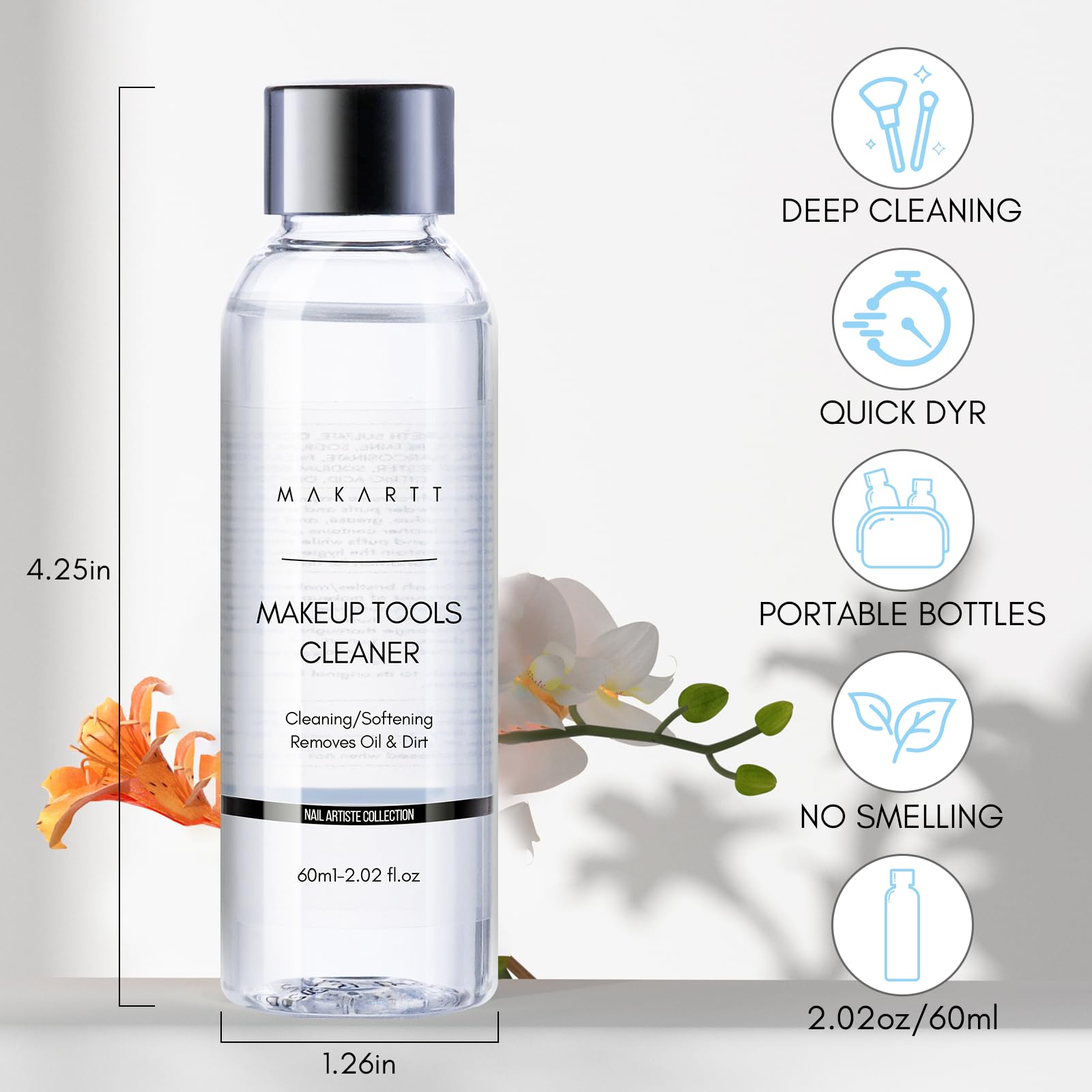Makartt Brush Cleaner Solution – Deep Cleaning for Makeup Brushes, Sponges & Powder Puffs | Hypoallergenic & Cruelty-Free 2.02 fl oz
