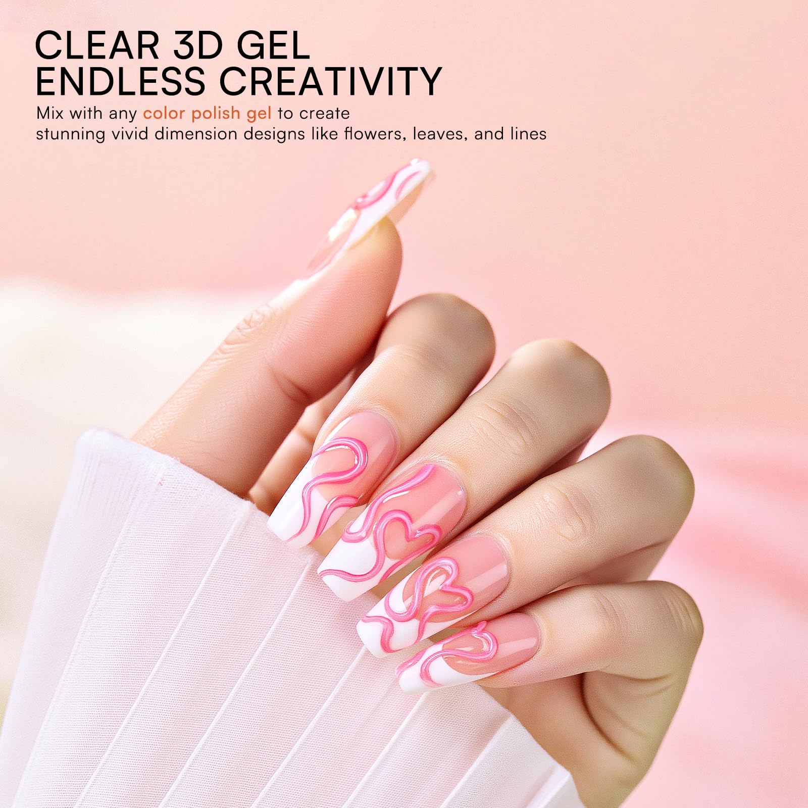 Makartt 3D Gel Nail Art & Chrome Powder Kit – Clear Sculpting Gels, No-Wipe 3D Gel, Gold & Silver Chrome