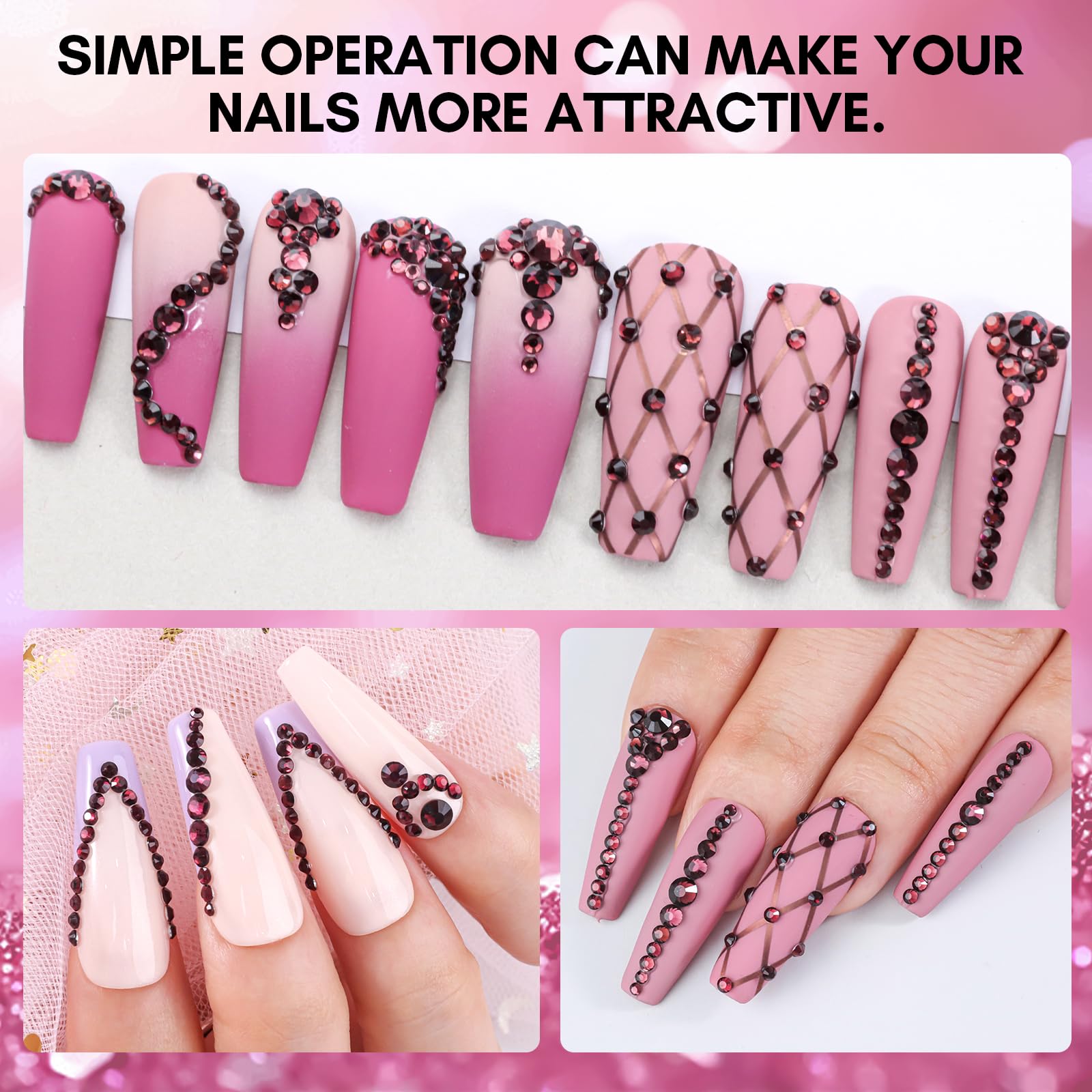 Makartt Dark Purple Rhinestones – Flatback Amethyst Crystal for Nail Art & DIY Crafts | 1110 Pcs