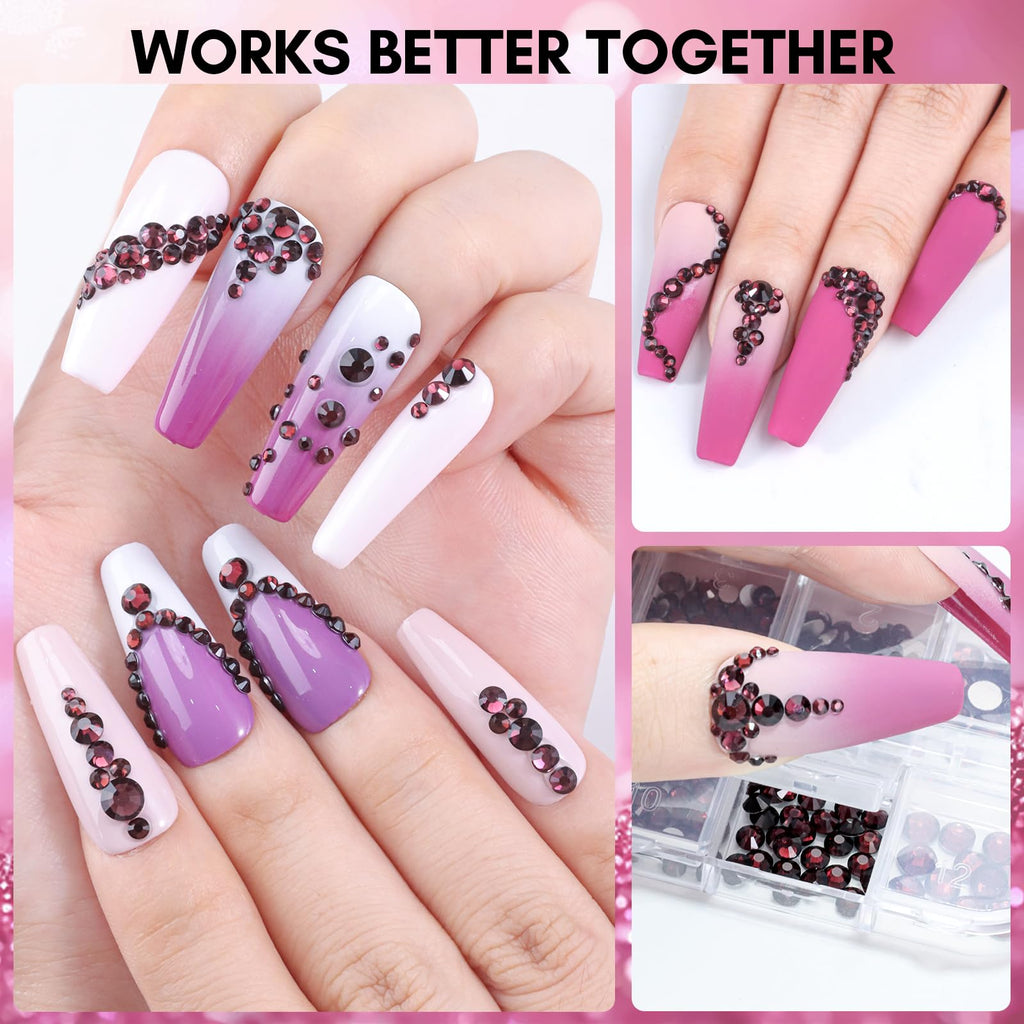 Makartt Dark Purple Rhinestones – Flatback Amethyst Crystal for Nail Art & DIY Crafts | 1110 Pcs