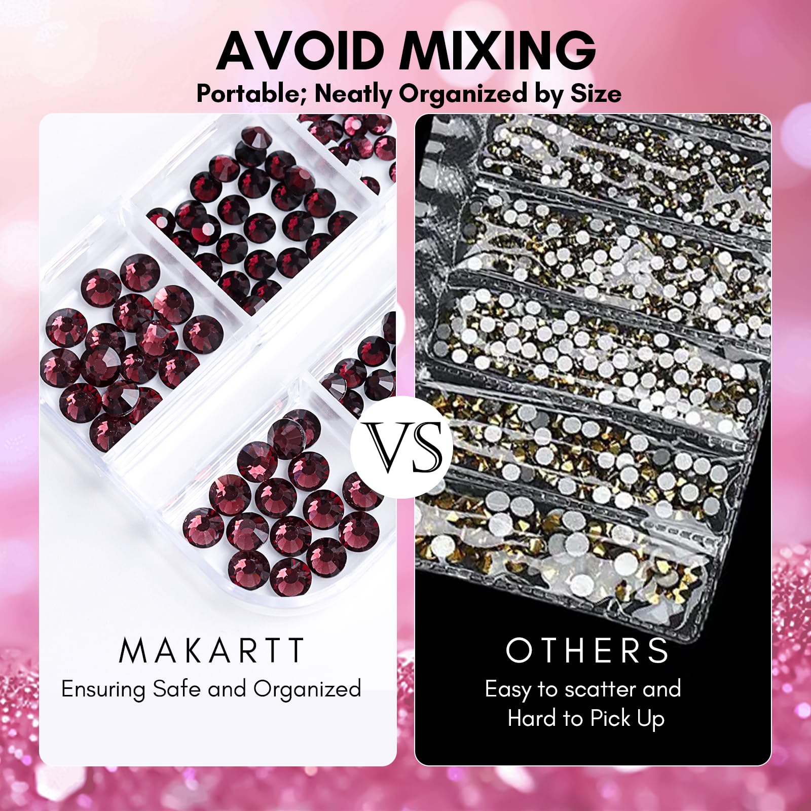 Makartt Dark Purple Rhinestones – Flatback Amethyst Crystal for Nail Art & DIY Crafts | 1110 Pcs