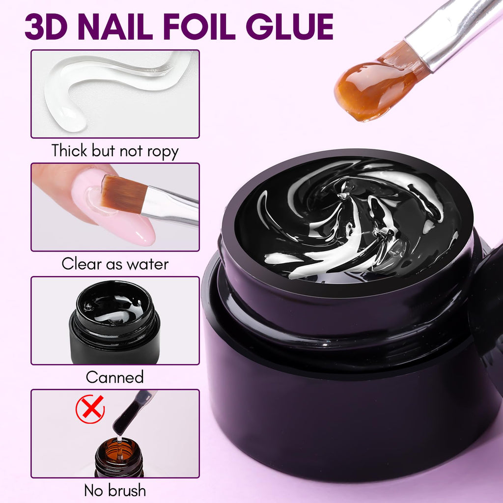 Makartt Nail Foil Glue - 3D Gel Nail Art Transfer Adhesive (2x8ml)