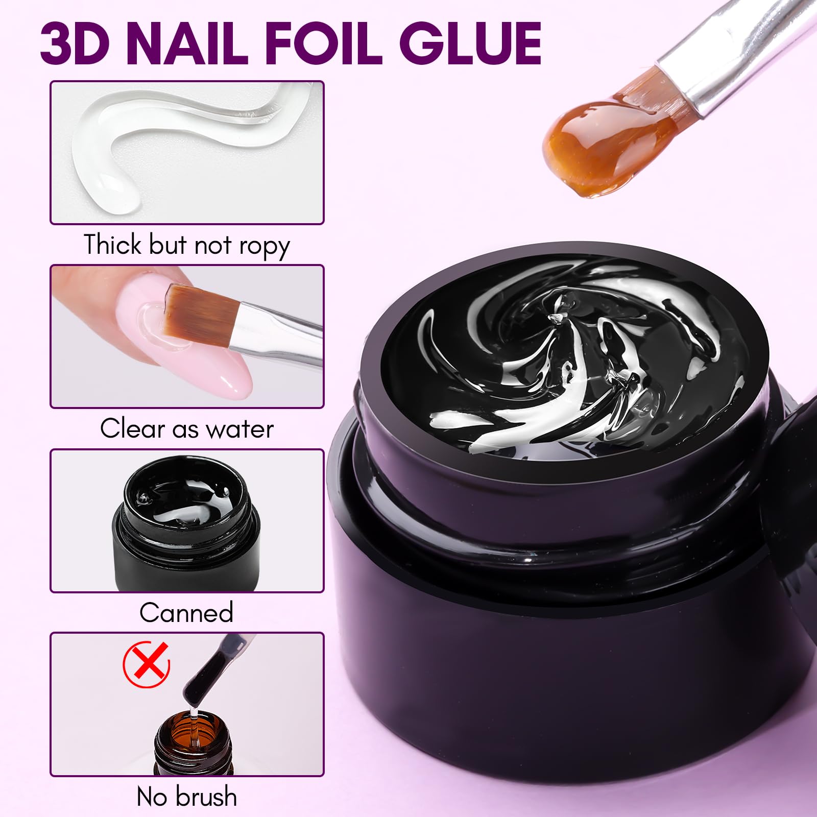 Makartt Nail Foil Glue - 3D Gel Nail Art Transfer Adhesive (2x8ml)