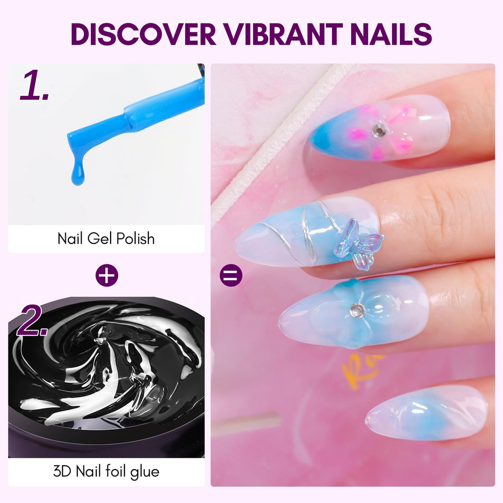 Makartt Nail Foil Glue - 3D Gel Nail Art Transfer Adhesive (2x8ml)