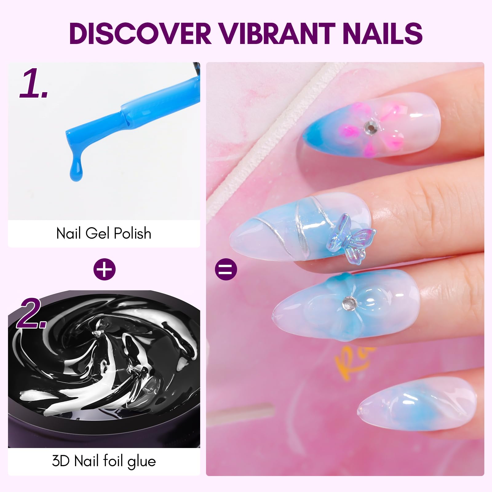 Makartt Nail Foil Glue - 3D Gel Nail Art Transfer Adhesive (2x8ml)