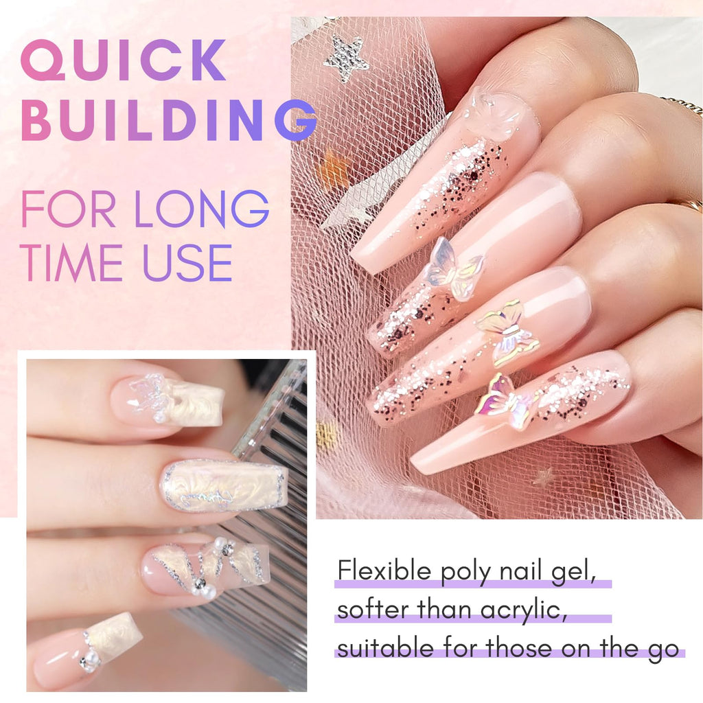 Makartt Poly Nail Gel Set – Milky White & Nude Pink, 50ML Each | Builder Gel for Extensions & Overlays | Long-Lasting Nail Art at Home