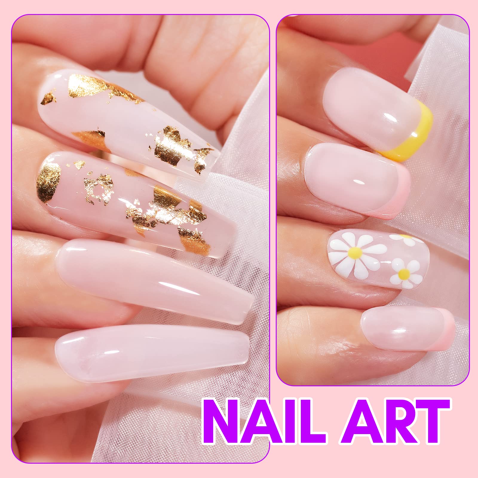 Makartt Gel Nail Polish Set – 6 Colors (8ml) Nude, Jelly Pink & Milky White for DIY Manicure