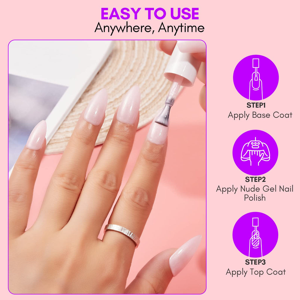 Makartt Gel Nail Polish Set – 6 Colors (8ml) Nude, Jelly Pink & Milky White for DIY Manicure