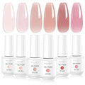 Makartt Gel Nail Polish Set – 6 Colors (8ml) Nude, Jelly Pink & Milky White for DIY Manicure