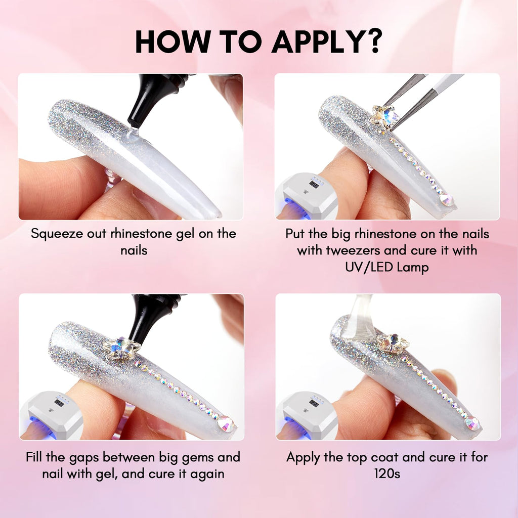 Makartt Nail Charm & Rhinestone Glue Kit — 15ml Gel, 3D Hearts, Bowknot & Pearls for Nails