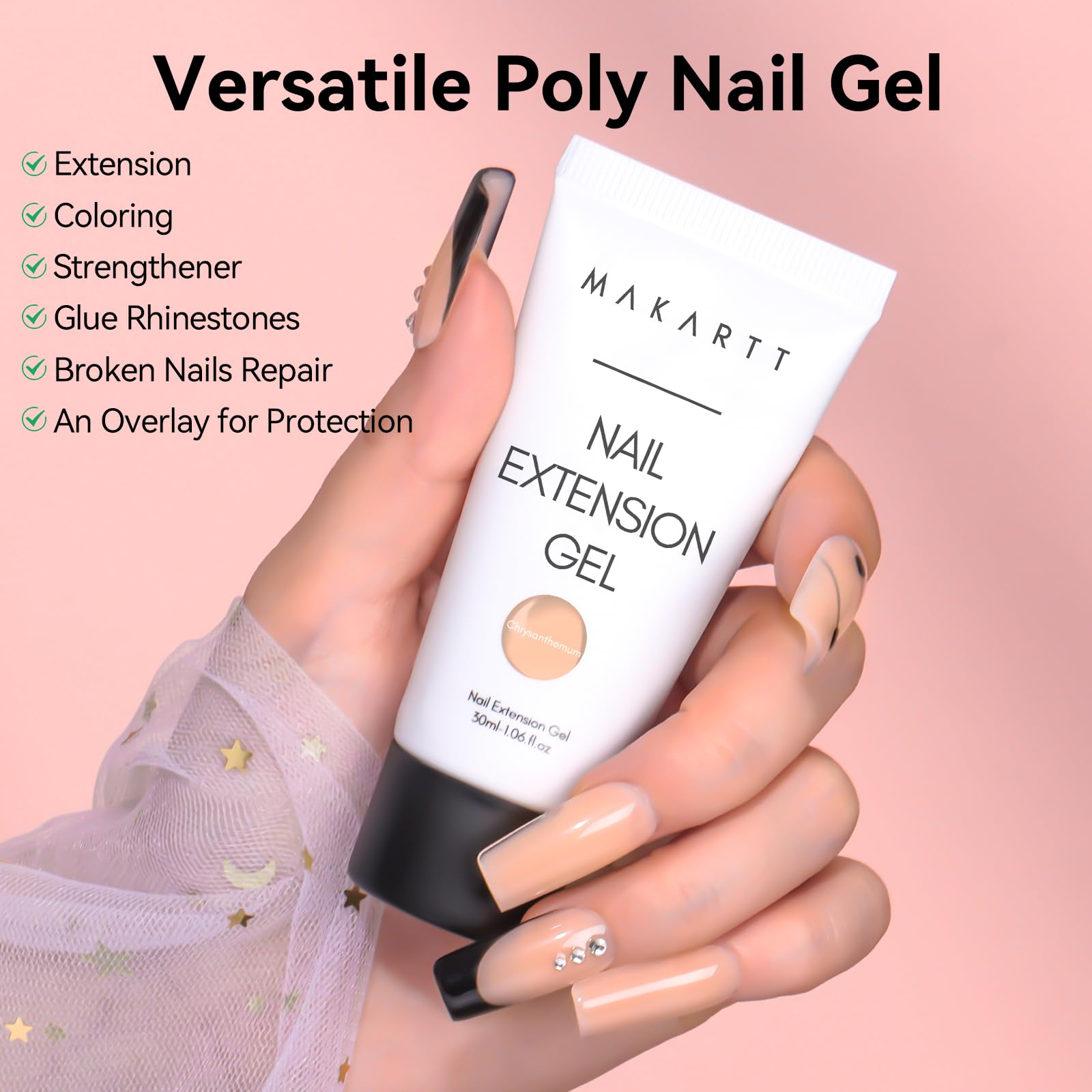 Makartt Hema-Free Poly Nail Gel Set – Nude & Dark Almond for Extensions (30ML x2)