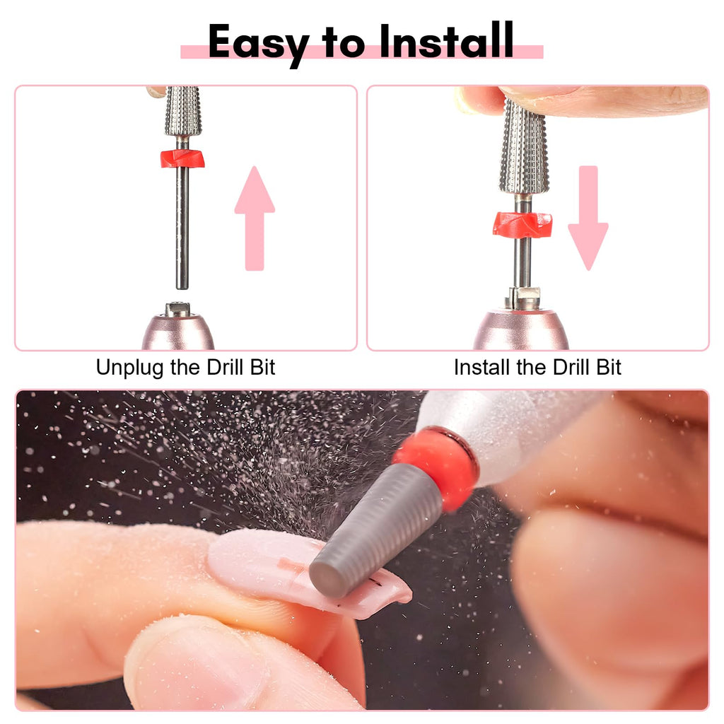 Makartt 5 in 1 Nail Drill Bits – 3/32 shank Tungsten Carbide tapered bits, Fine Grade, Silver