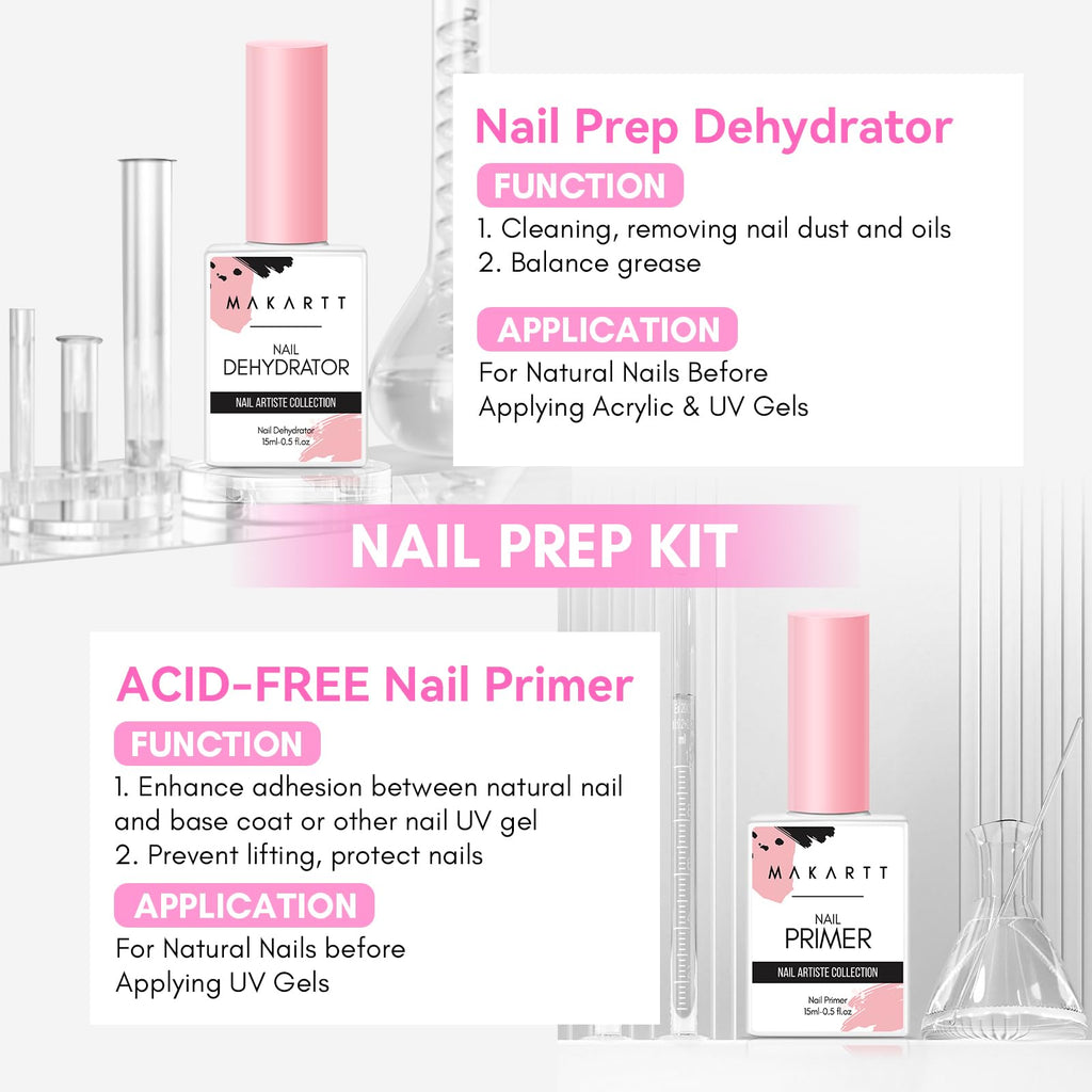 Makartt Nail Dehydrator & Primer Set Acid Free HEMA Free 15ml