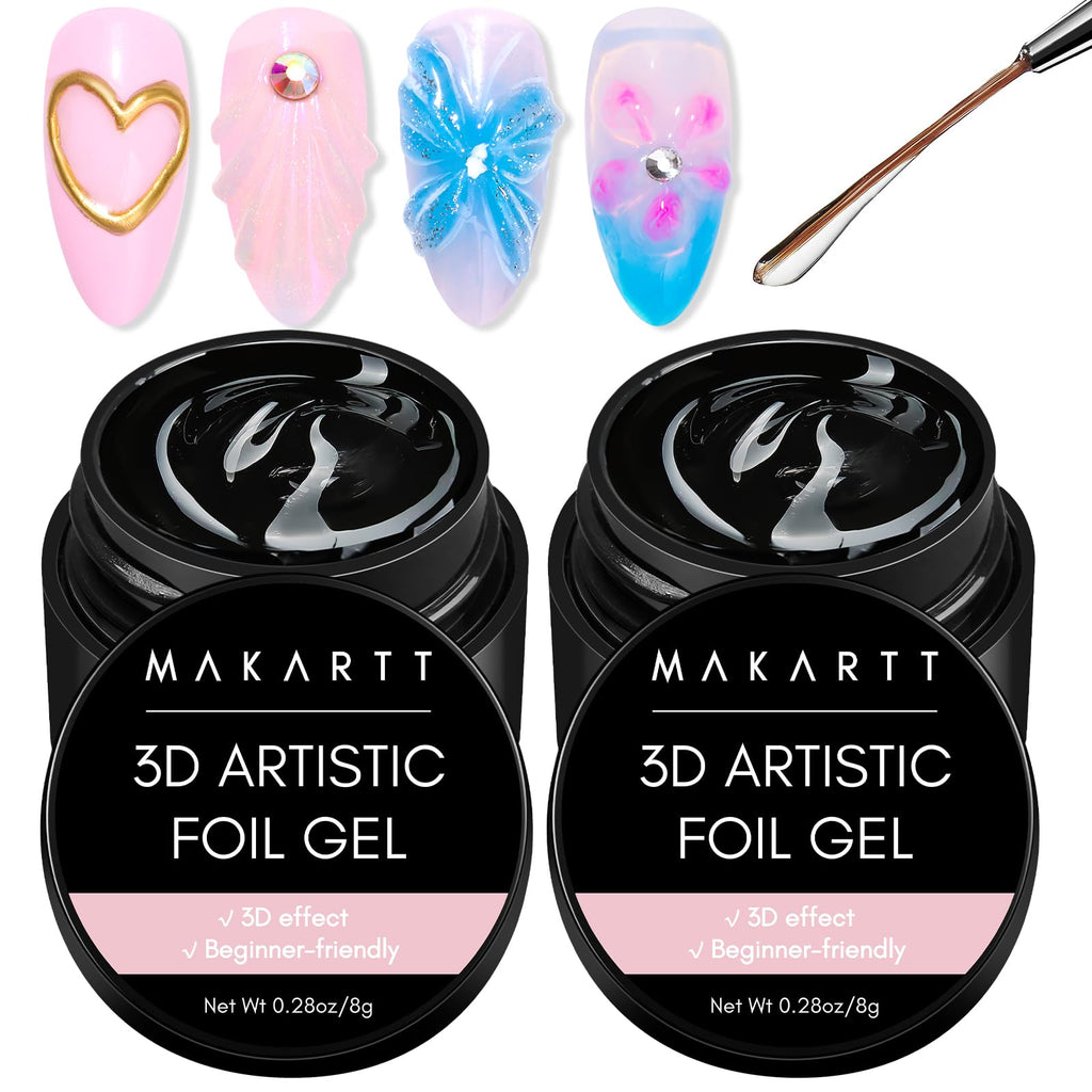Makartt Nail Foil Glue - 3D Gel Nail Art Transfer Adhesive (2x8ml)