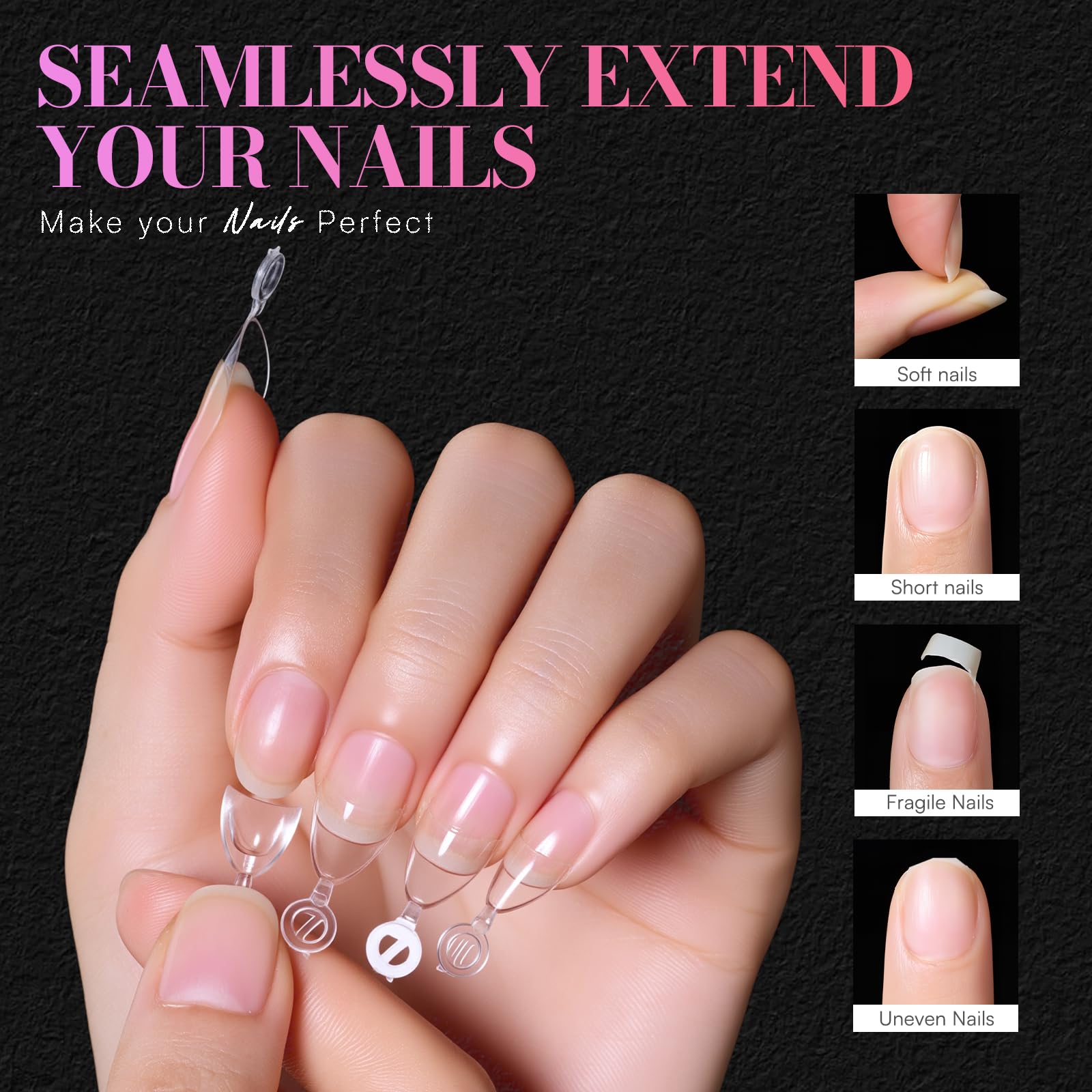 Makartt Short Almond Nail Tips – 504-Piece Half-Cover PMMA Kit, 15 Sizes, Matte Finish | Salon & DIY Extensions