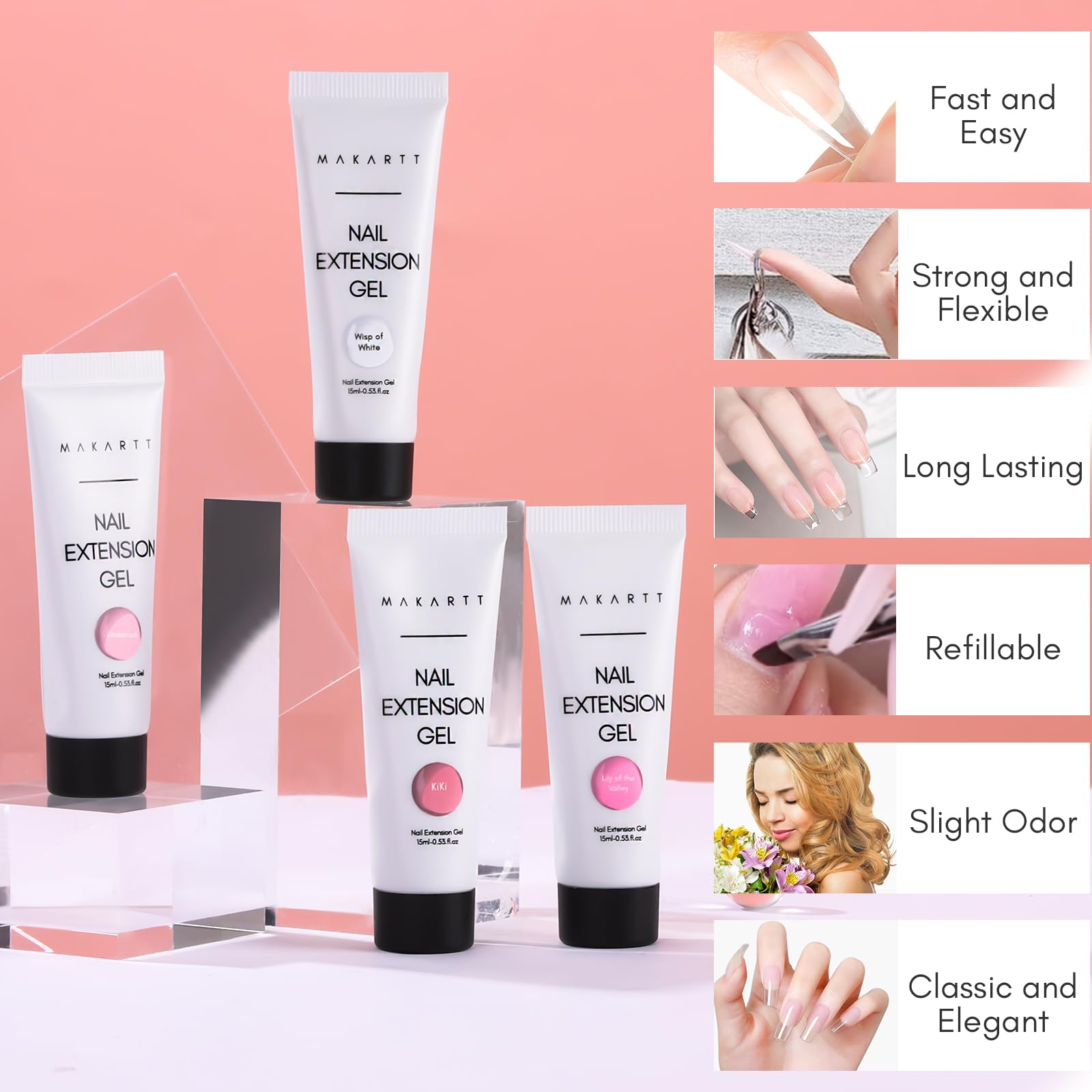 Makartt Poly Nail Gel Set - 4 Colors for Strong Builder Gel, Nail Extensions & Overlays