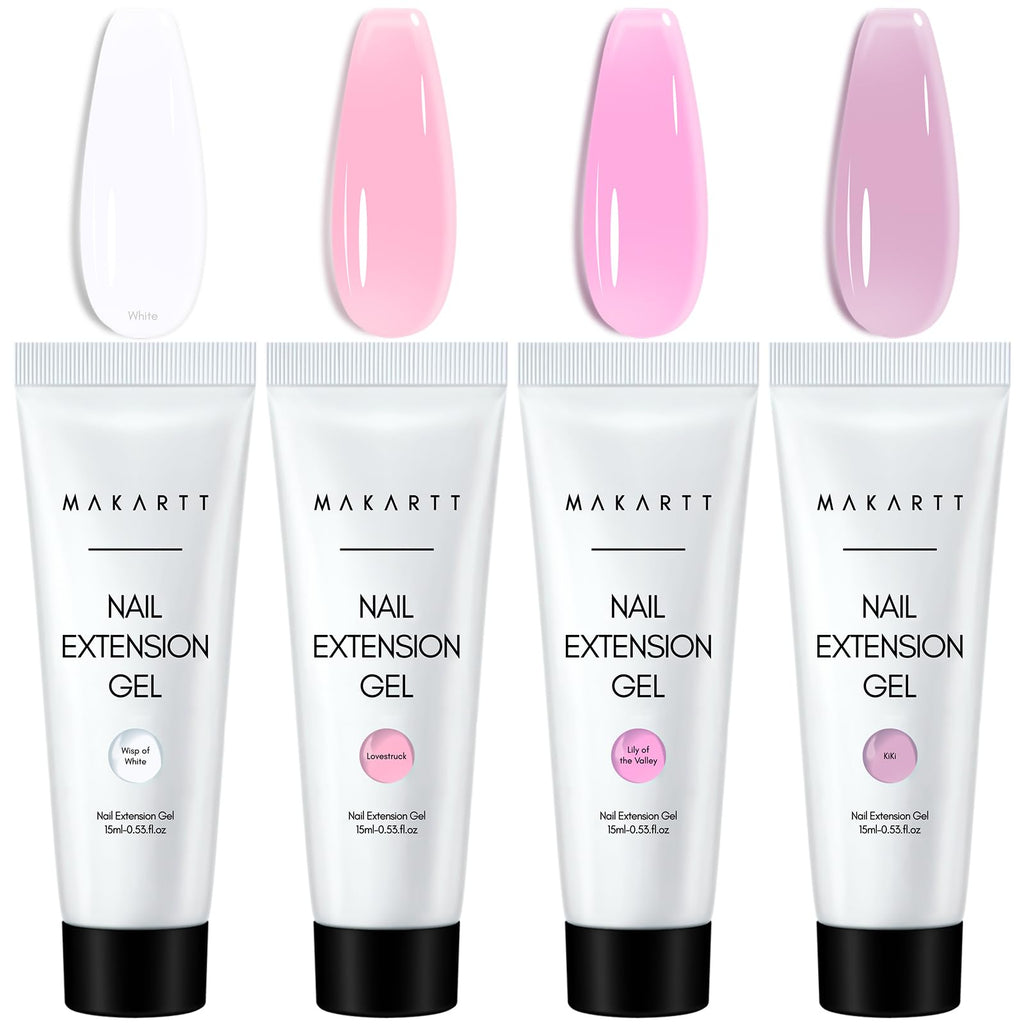 Makartt Poly Nail Gel Set - 4 Colors for Strong Builder Gel, Nail Extensions & Overlays