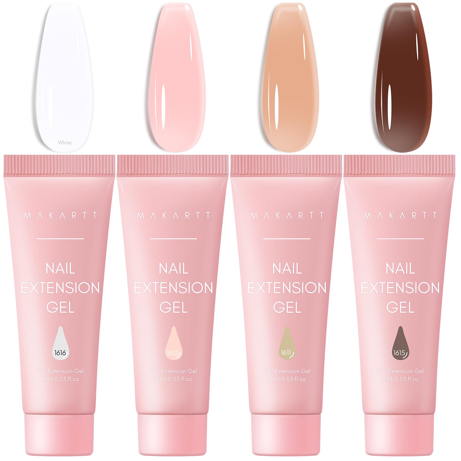 Makartt Poly Nail Gel Set — 4 Fall Colors for Extensions, Overlays & 3D Nail Art