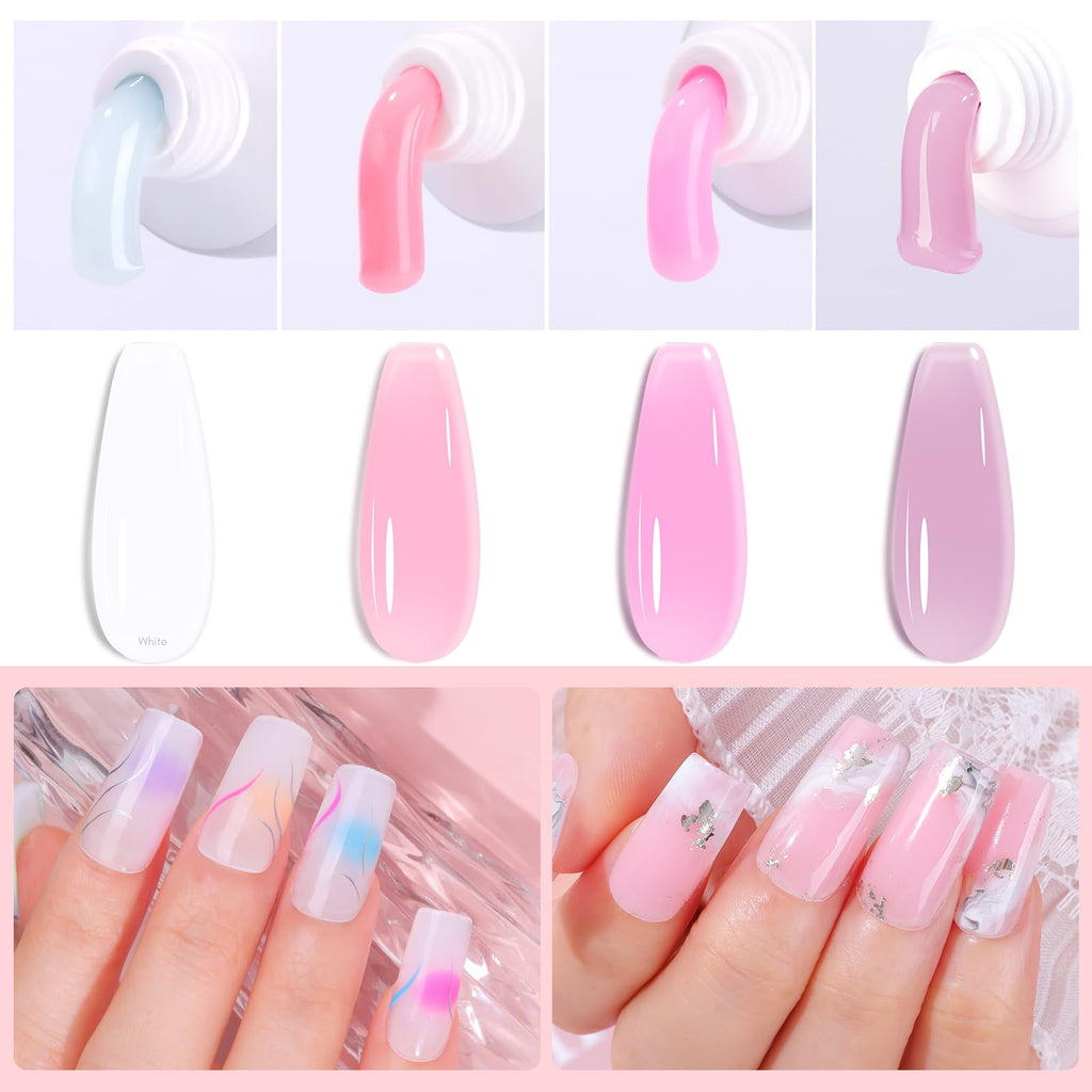 Makartt Poly Nail Gel Set - 4 Colors for Strong Builder Gel, Nail Extensions & Overlays