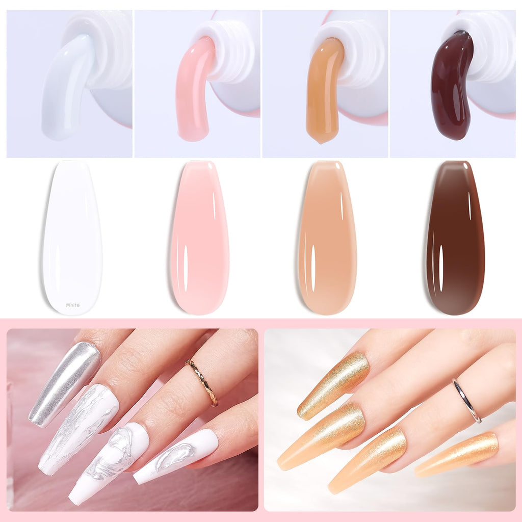 Makartt Poly Nail Gel Set — 4 Fall Colors for Extensions, Overlays & 3D Nail Art