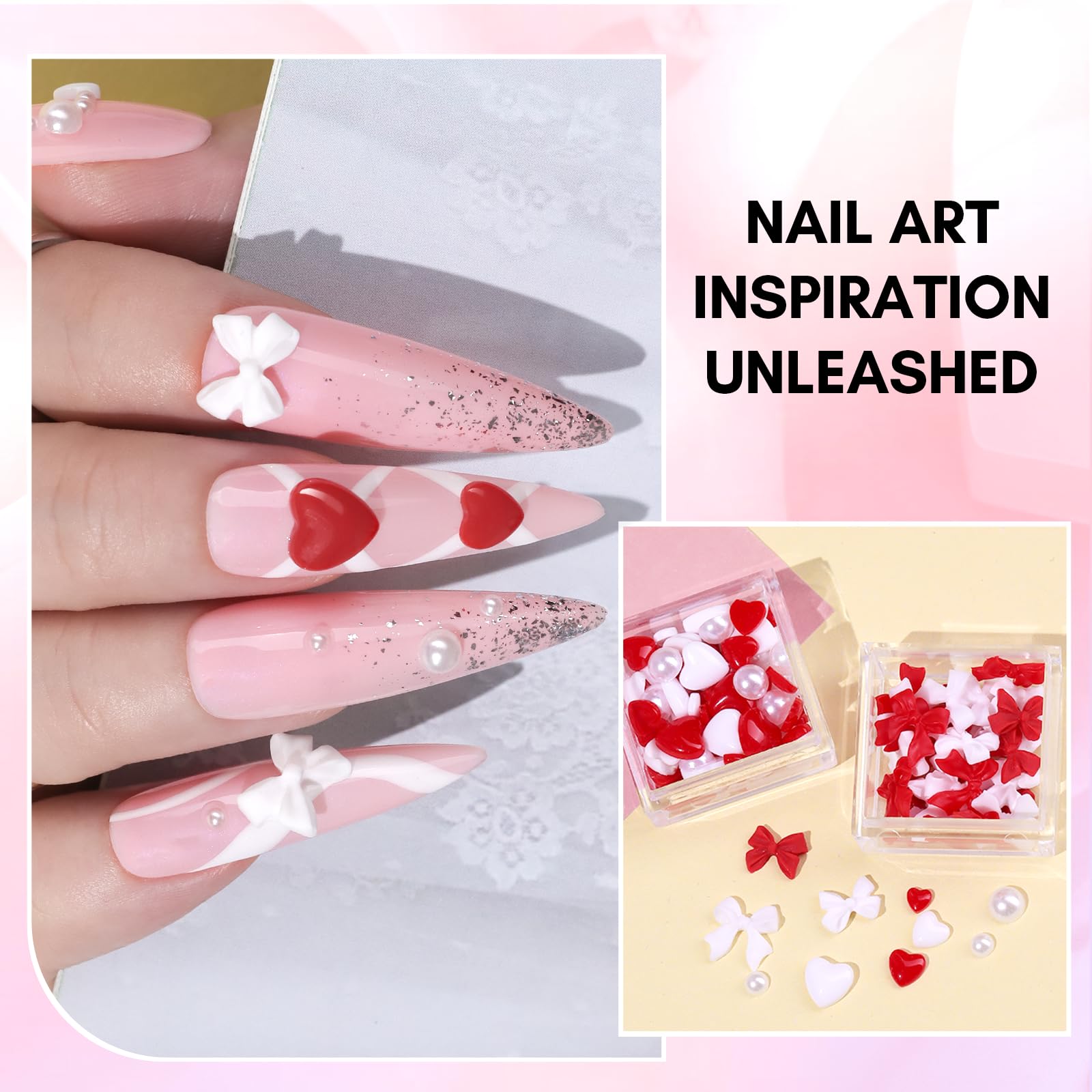 Makartt Nail Charm & Rhinestone Glue Kit — 15ml Gel, 3D Hearts, Bowknot & Pearls for Nails