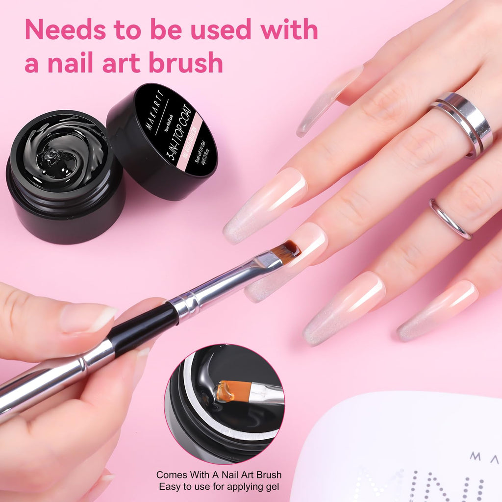 Makartt Gel Top & Base Coat Set — 2-Piece Gel Nail Kit with Brush
