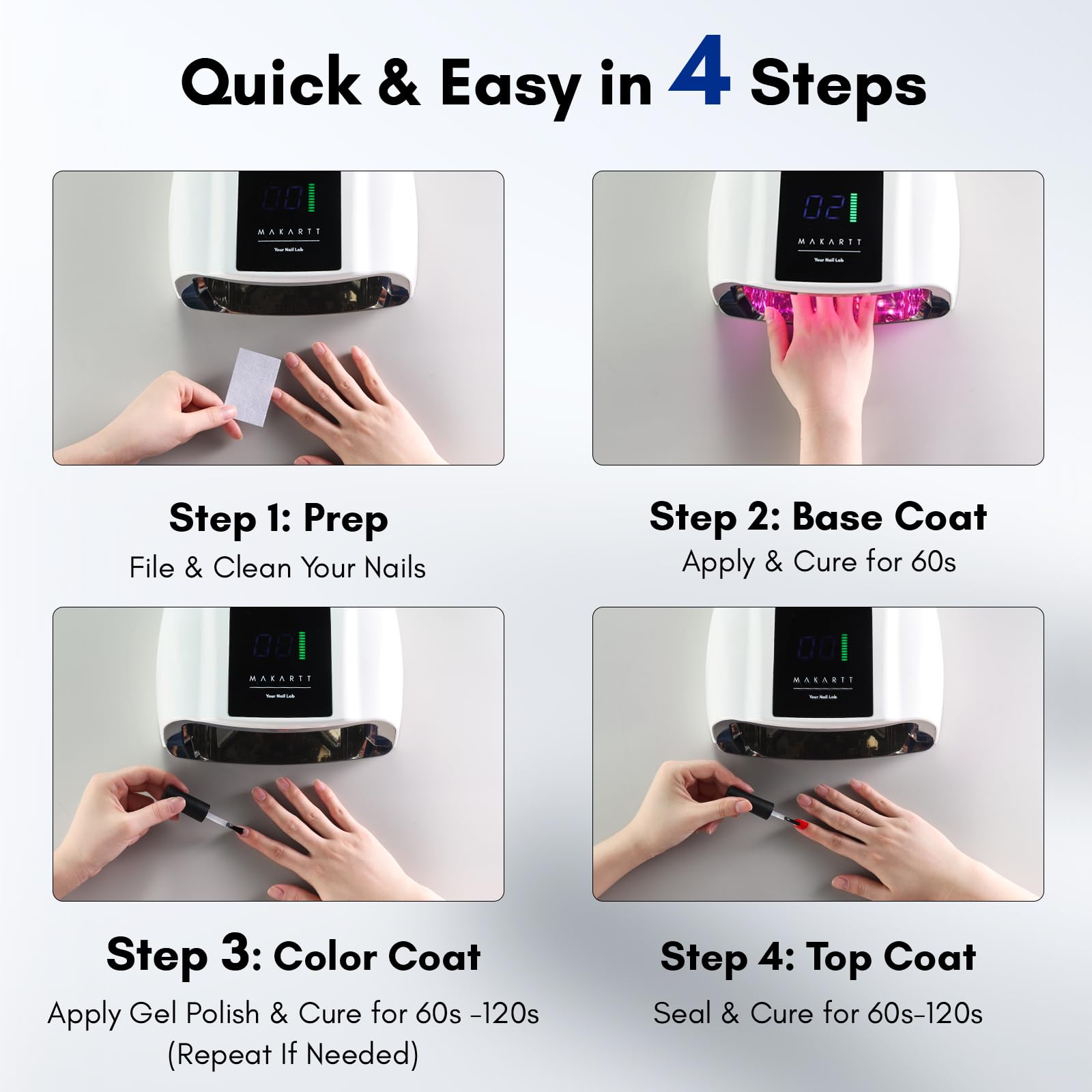 Makartt UV LED Nail Lamp – 35W Fast Curing, 42 Beads, 4 Timers, Cordless & Rechargeable